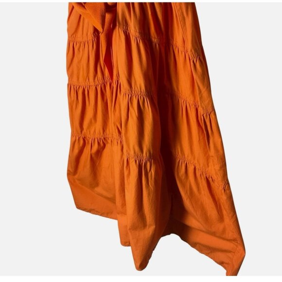 Derek Lam Dress Midi Sleeveless Cross-Strap Orange Size Medium *READ FLAW* - Picture 7 of 9